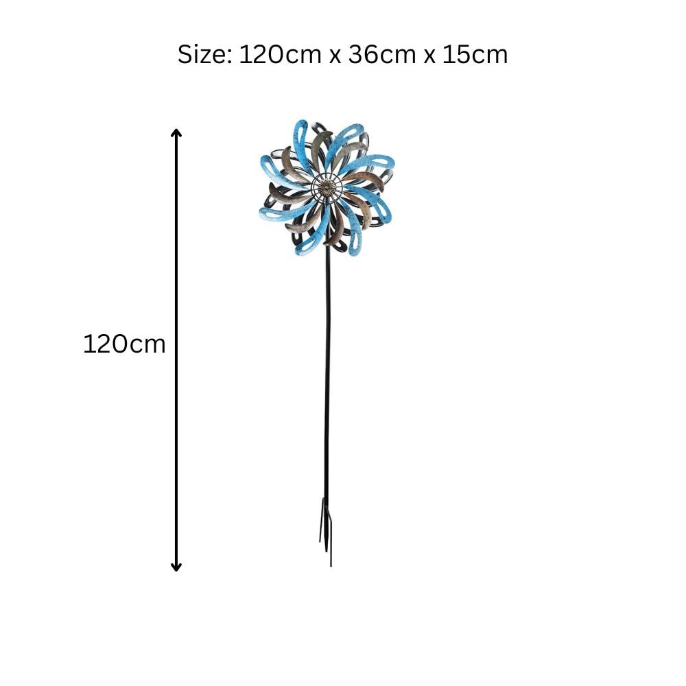 Small Ocean Wave Vortex Wind Spinner Stake β 120 x 36 x 15 CM | Metal Kinetic Garden Wind Sculpture | Outdoor Yard Art & Decorative Spinner