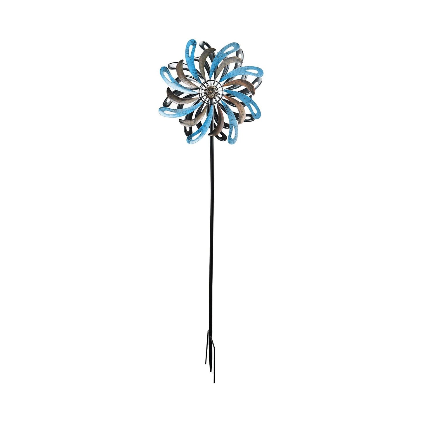 Small Ocean Wave Vortex Wind Spinner Stake β 120 x 36 x 15 CM | Metal Kinetic Garden Wind Sculpture | Outdoor Yard Art & Decorative Spinner