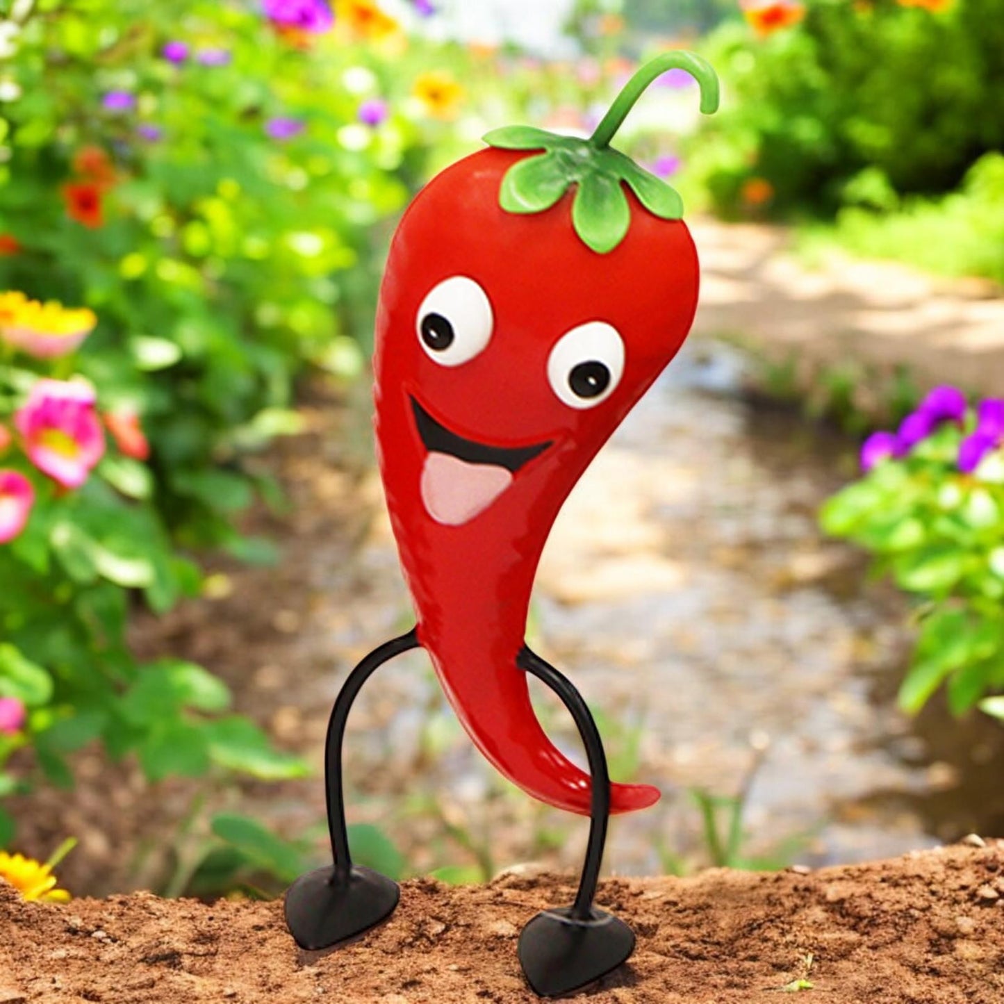 Metal Pepper Veggie Patch Pal β 24.5 x 9 x 6 CM | Fun & Quirky Metal Garden Ornament | Durable Vegetable Patch Decor for Planters