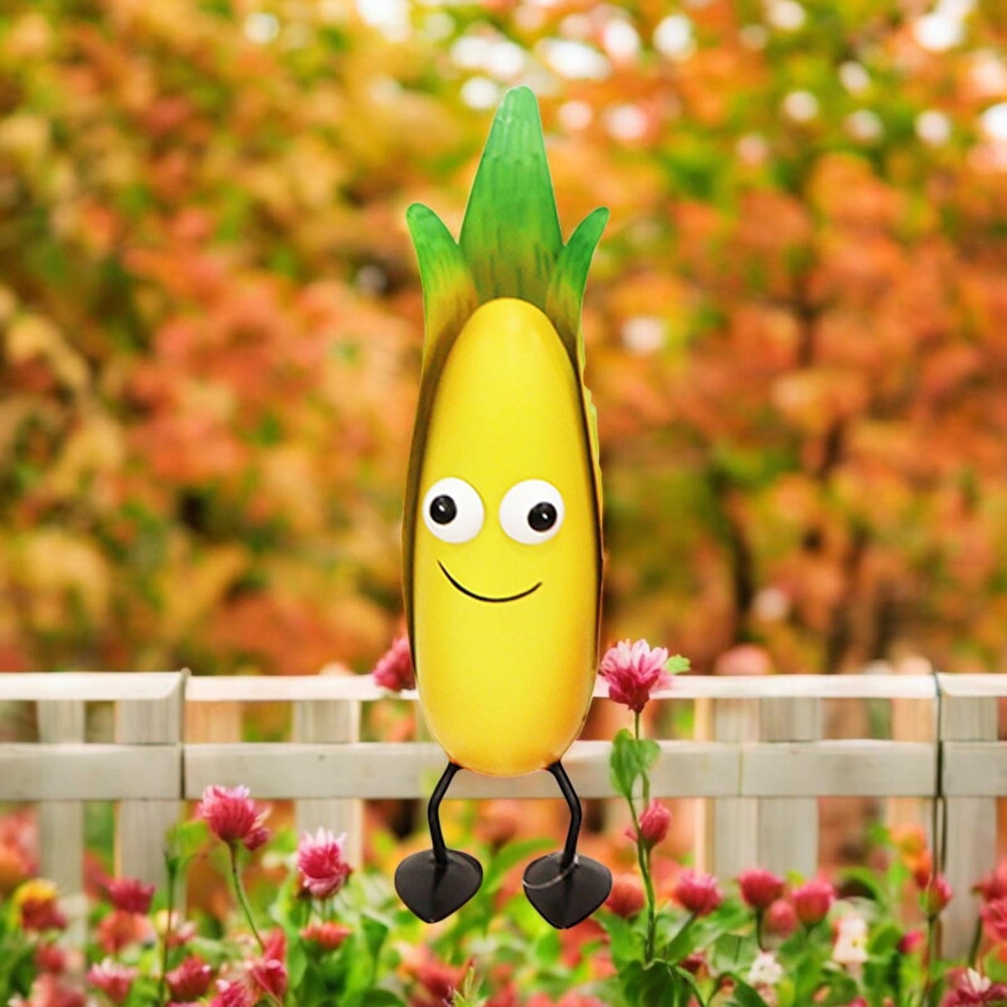 Metal Corn Veggie Patch Pal β 25.5 x 7.5 x 7 CM | Fun & Whimsical Metal Garden Ornament | Outdoor Corn Decor for Vegetable Patches Garden