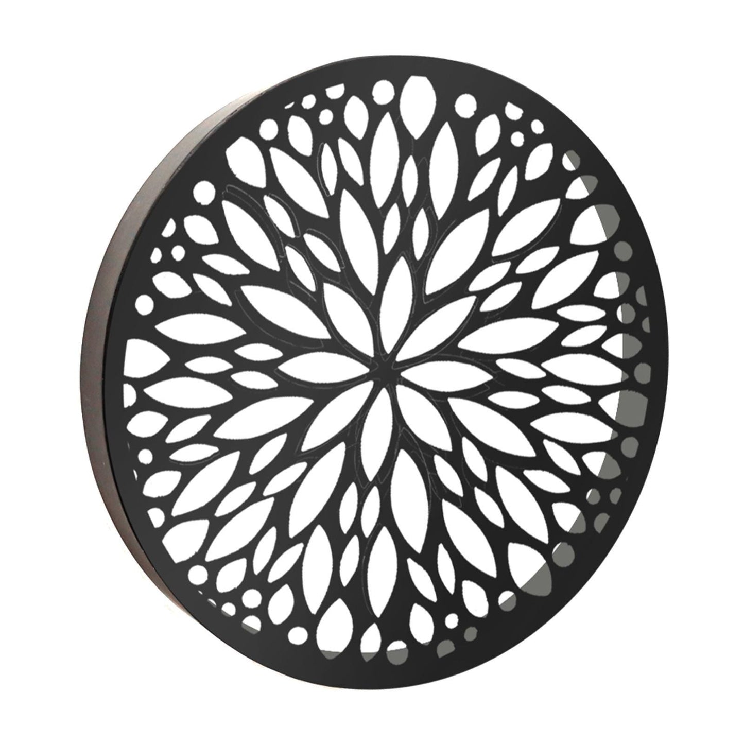 Metal Abstract Flower Solar Wall Panel – 40 x 40 x 5 CM | Solar-Powered Outdoor Wall Art | Metal Garden Panel with LED Light for Patio