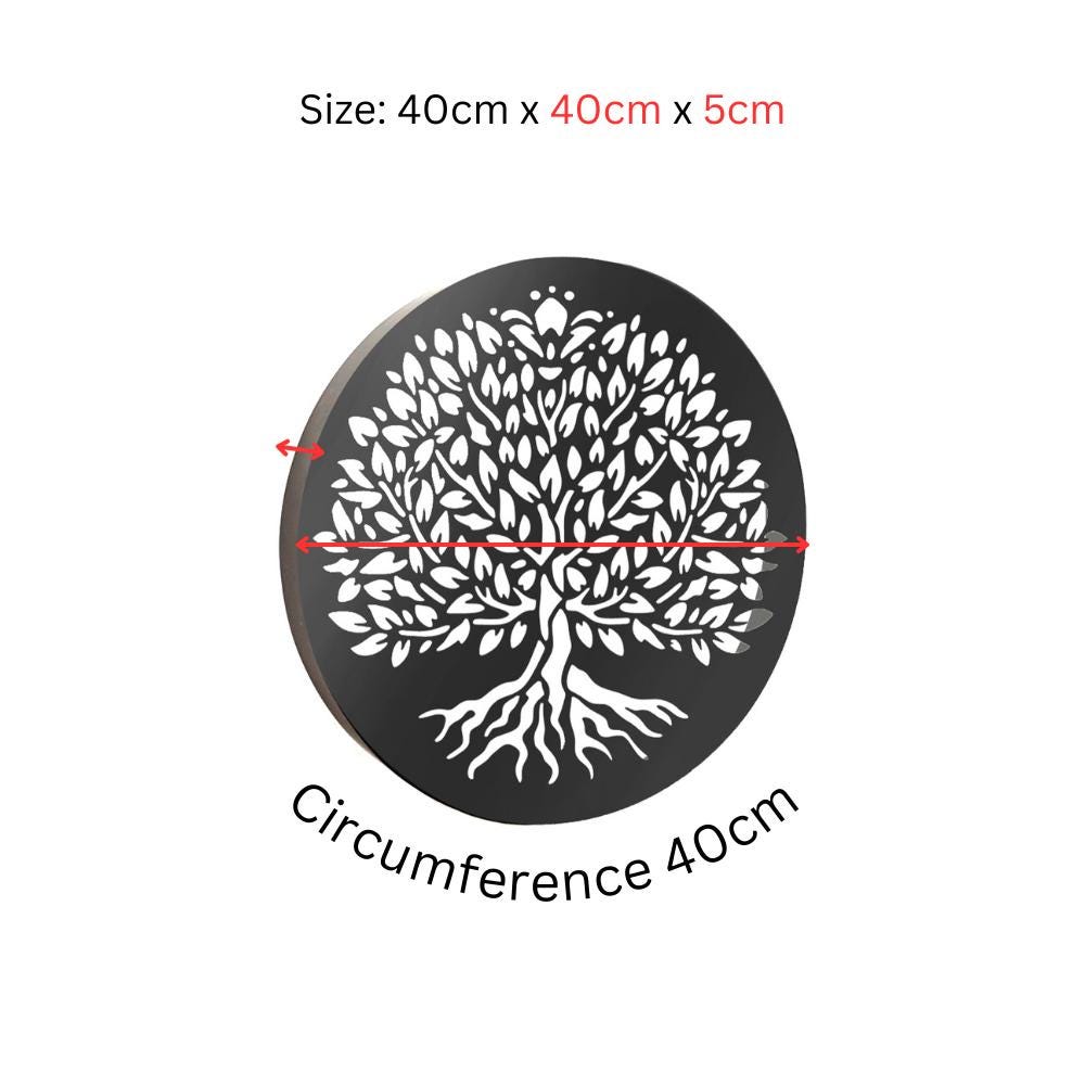 Metal Tree of Life Solar Wall Panel – 40 x 40 x 5 CM | Solar-Powered Metal Wall Art | Weatherproof LED Outdoor Décor for Garden, Patio