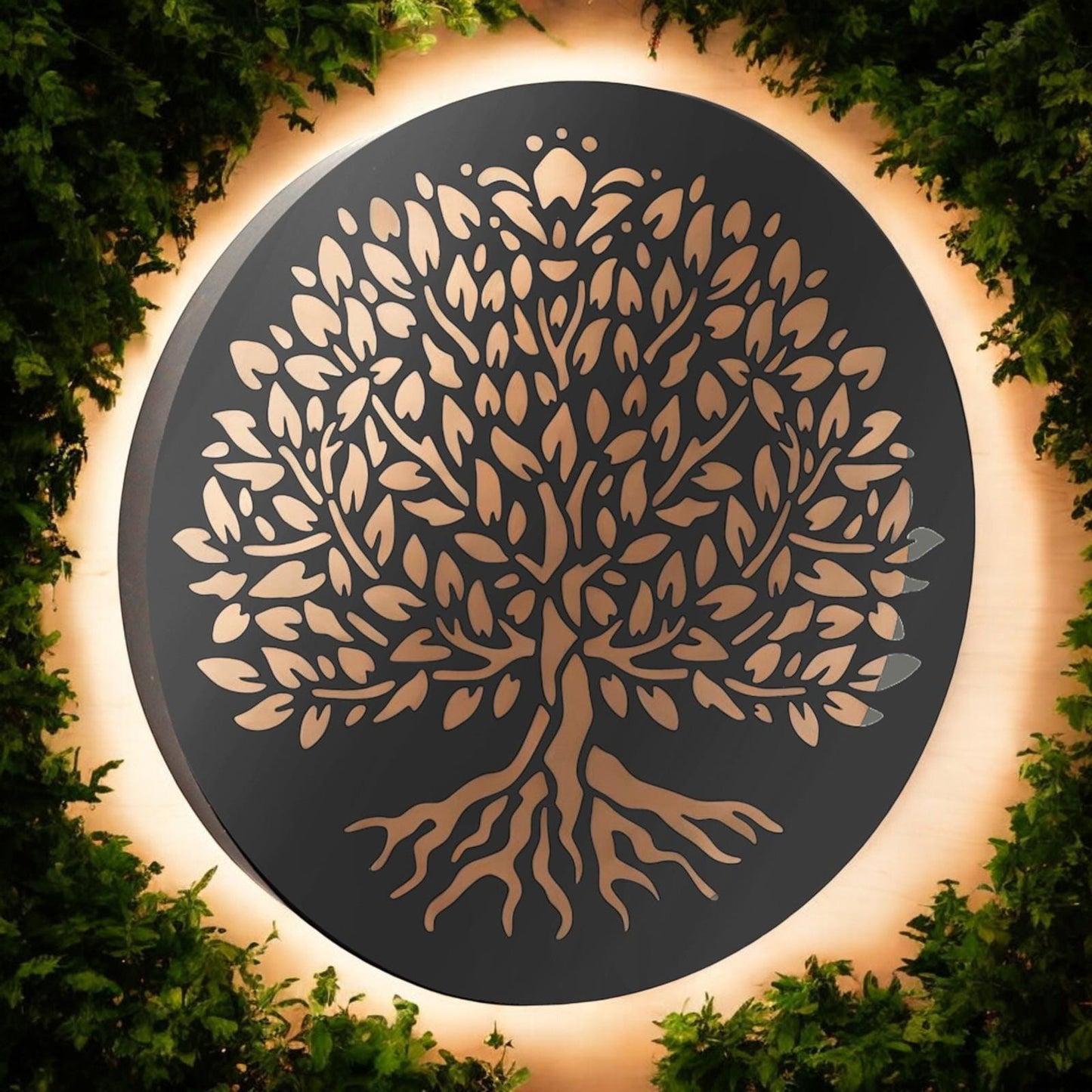 Metal Tree of Life Solar Wall Panel – 40 x 40 x 5 CM | Solar-Powered Metal Wall Art | Weatherproof LED Outdoor Décor for Garden, Patio
