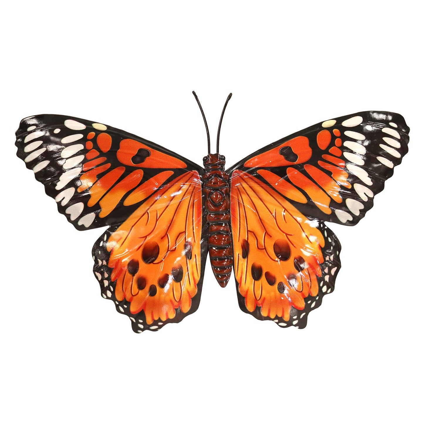 Large Metal Orange Butterfly Wall Art – 32 x 49 x 1 CM | 3D Hand-Painted Metal Butterfly Décor | Indoor & Outdoor