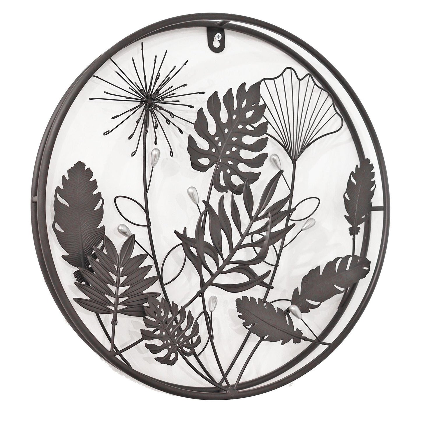 Circle Floral 3D Wall Décor – 40 x 40 x 5 CM | Handcrafted Metal Flower Wall Art | Elegant Indoor & Outdoor