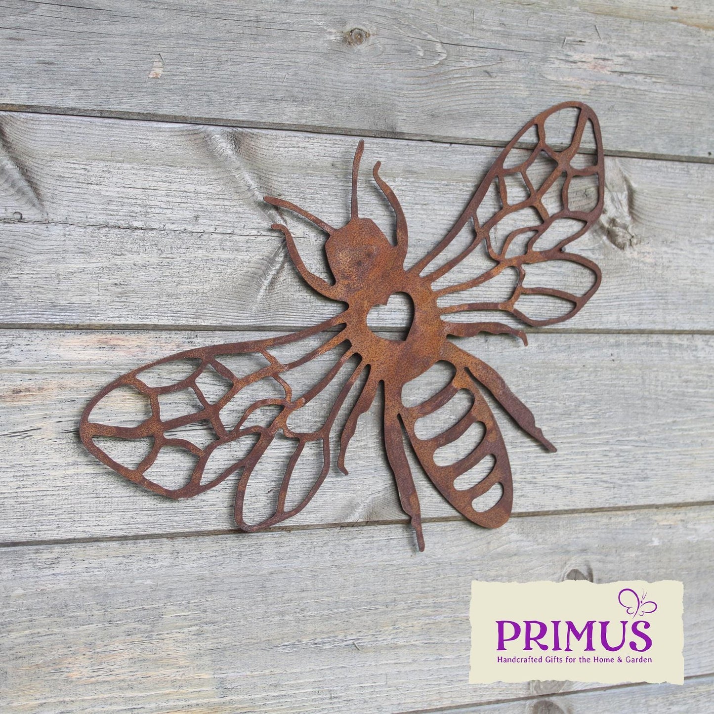 Rusted Metal Honey Bee Silhouette Wall Art β 24 x 38 CM | Rustic Bee Wall Hanging for Indoor & Outdoor