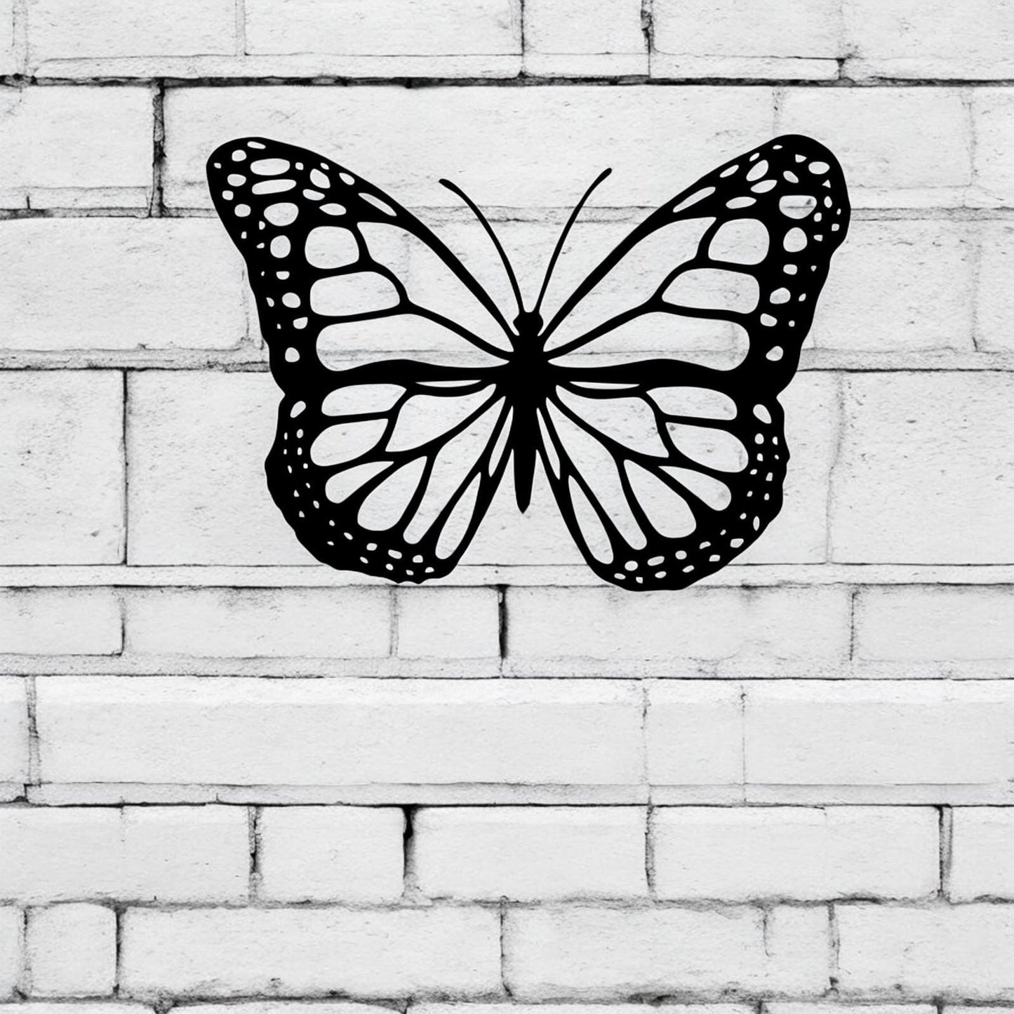 Black Metal Butterfly Silhouette Wall Art – 24 x 38 CM | Elegant Metal Butterfly Wall Décor for Indoor & Outdoor