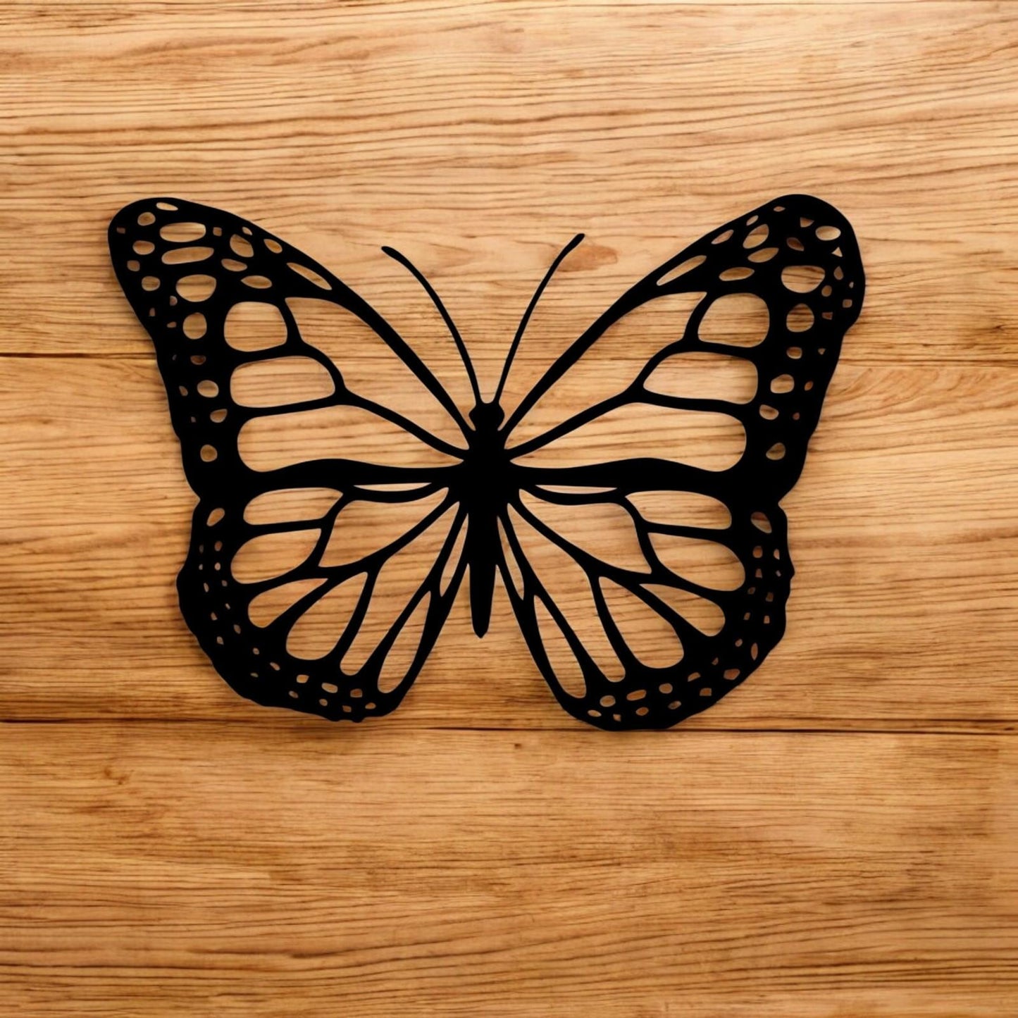 Black Metal Butterfly Silhouette Wall Art – 24 x 38 CM | Elegant Metal Butterfly Wall Décor for Indoor & Outdoor
