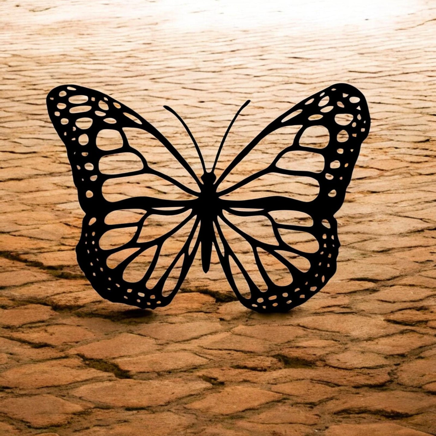 Black Metal Butterfly Silhouette Wall Art – 24 x 38 CM | Elegant Metal Butterfly Wall Décor for Indoor & Outdoor