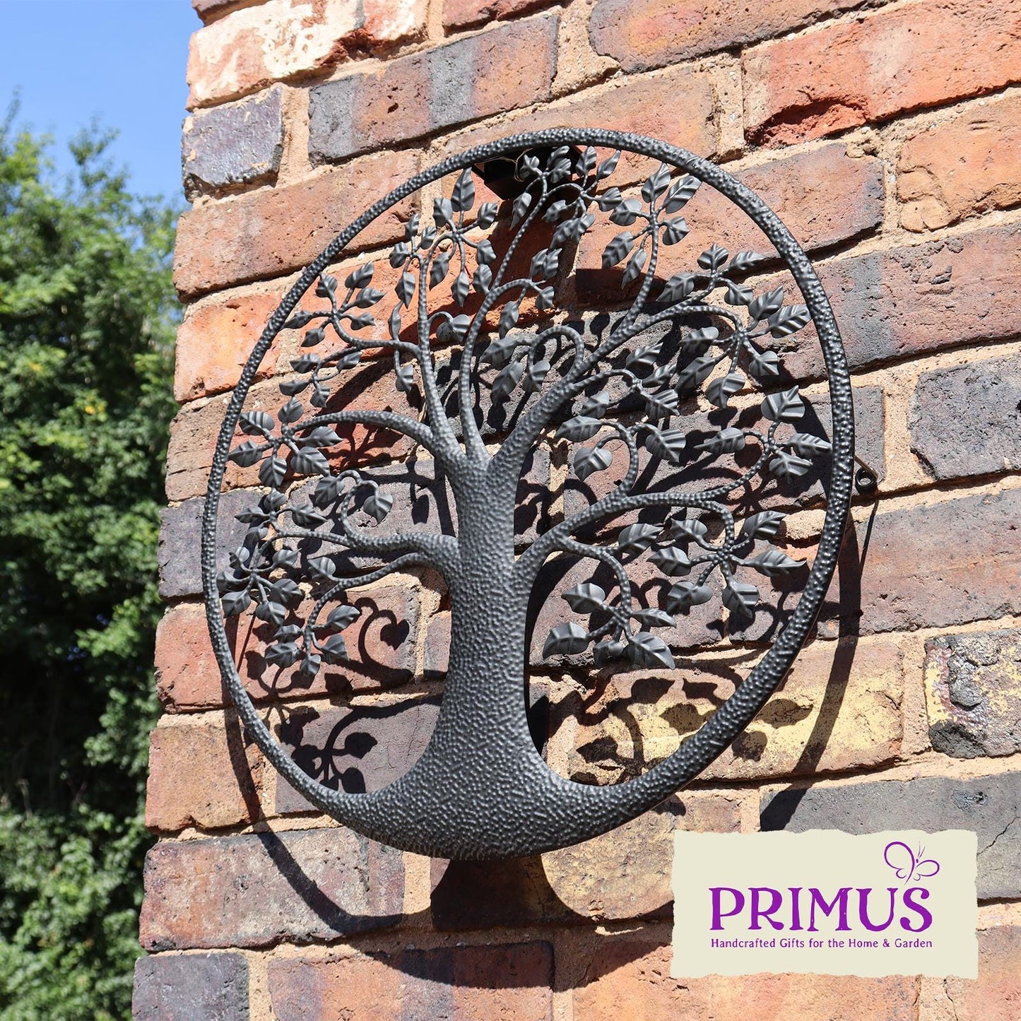 Tree of Life Silhouette Solar Backlit Wall Art – 50 x 50 CM | Metal LED Lighted Wall Décor for Indoor & Outdoor