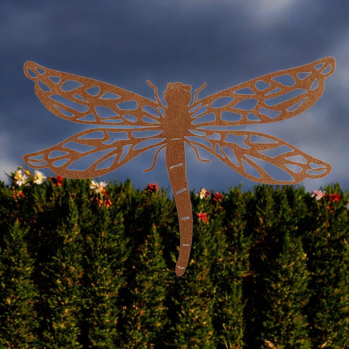Rusted Metal Dragonfly Silhouette Wall Art – 24 x 38 CM | Rustic Metal Garden & Home Wall Décor