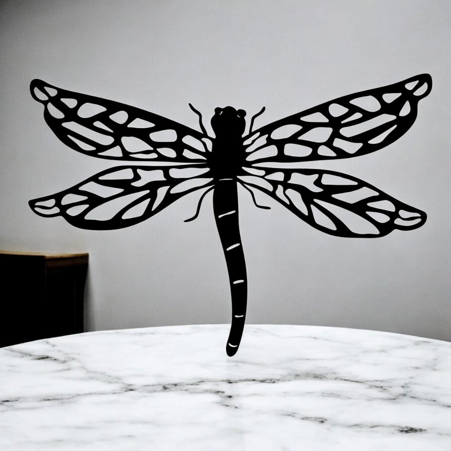Black Metal Dragonfly Silhouette Wall Art – 24 x 38 CM | Elegant Metal Dragonfly Décor for Indoor & Outdoor