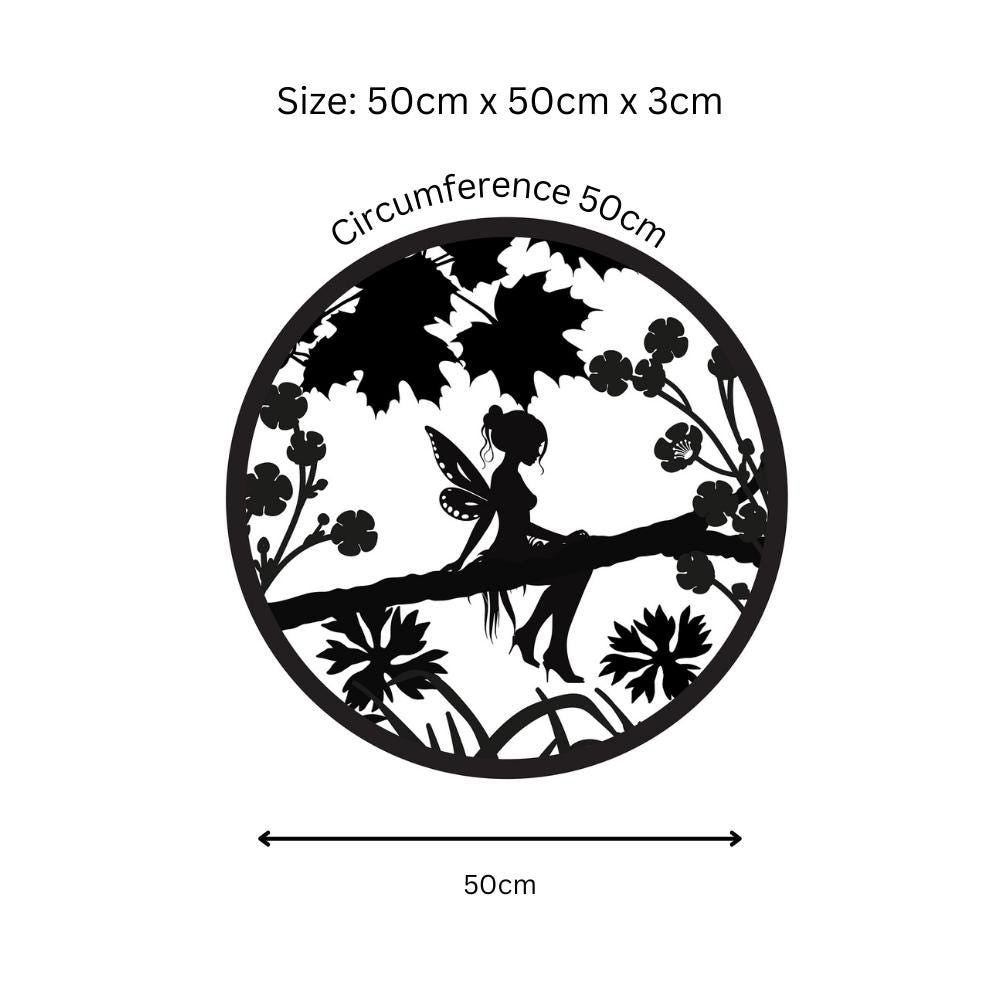 Fairy Silhouette Solar Backlit Wall Art – 50 x 50 CM | Solar-Powered Metal LED Wall Décor for Indoor & Outdoor | Garden Art