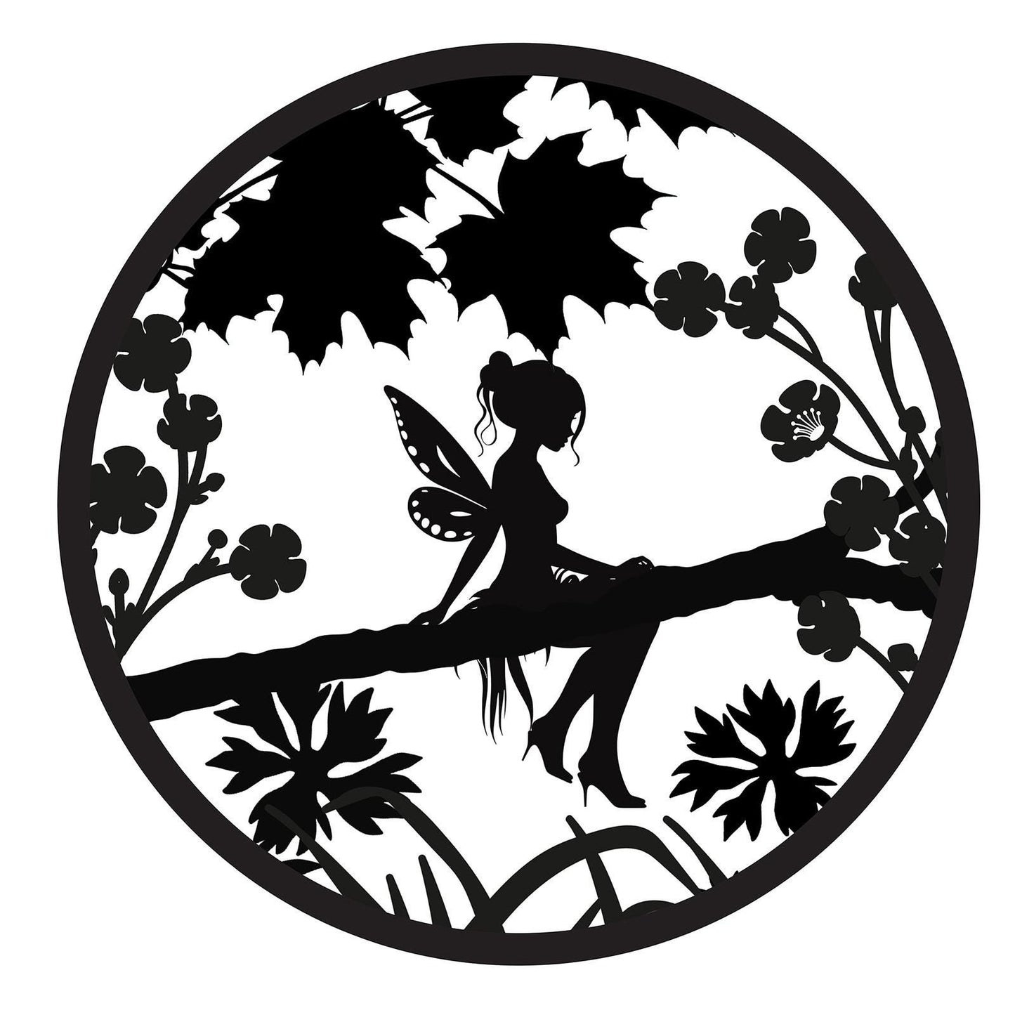 Fairy Silhouette Solar Backlit Wall Art – 50 x 50 CM | Solar-Powered Metal LED Wall Décor for Indoor & Outdoor | Garden Art