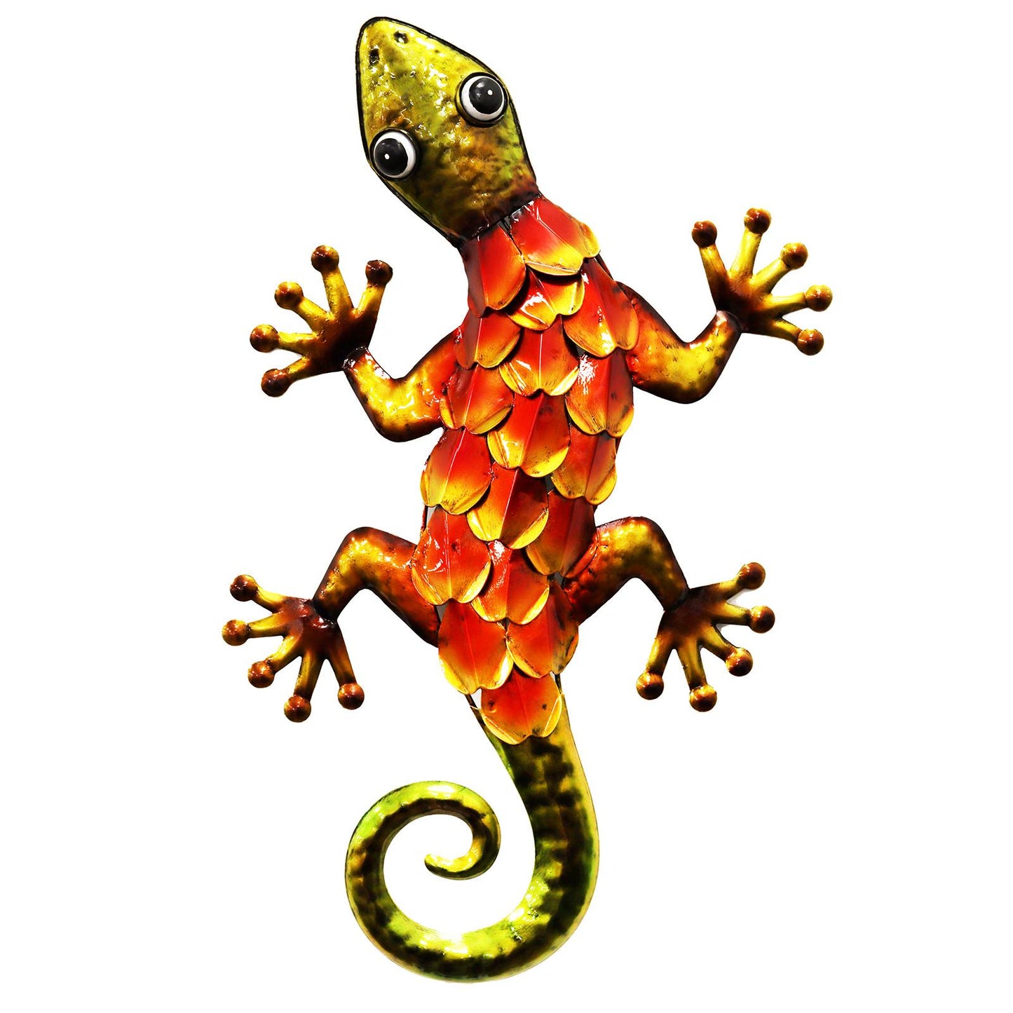 Metallic Orange Gecko Wall Art β 39 x 18 x 3.2 CM | Hand-Painted Metal Lizard