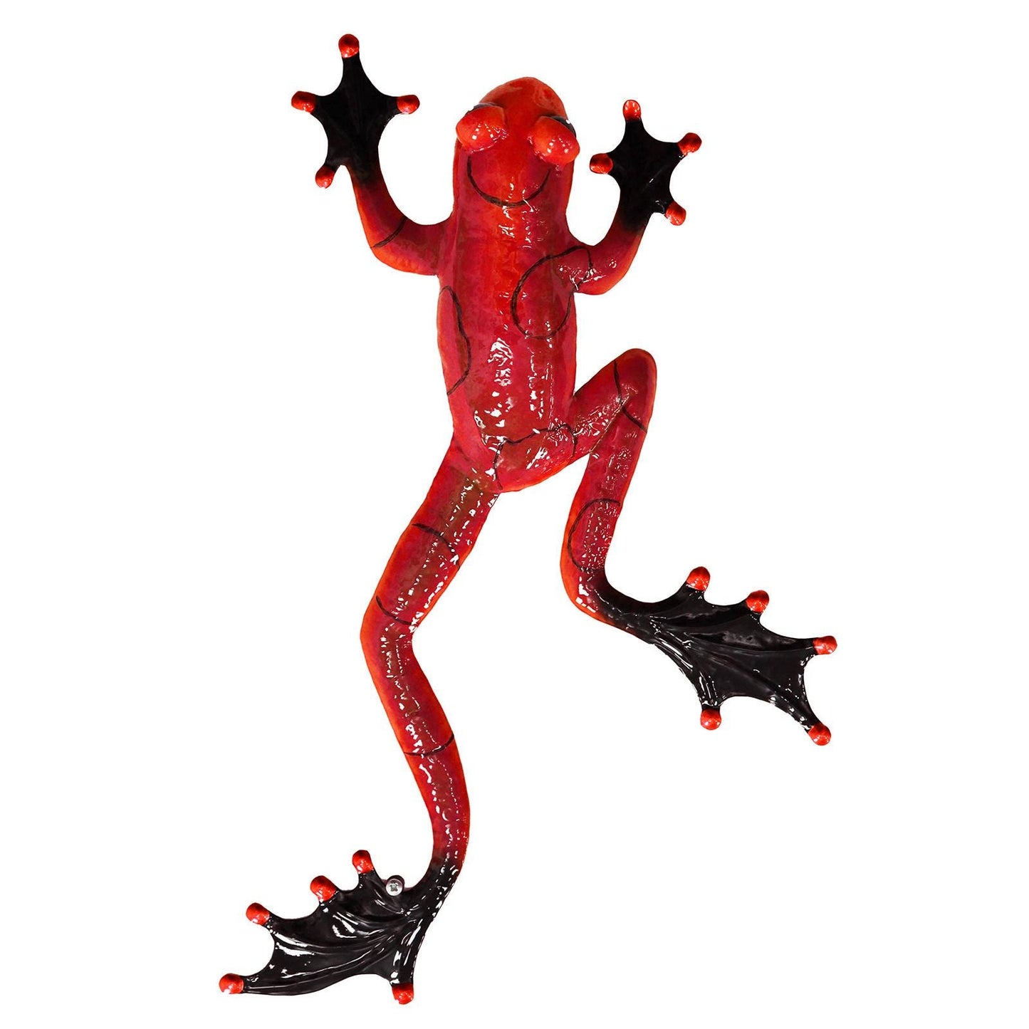 Red Metal Frog Wall Art – 47 x 27 x 5 CM | 3D Hand-Painted Metal Frog Décor