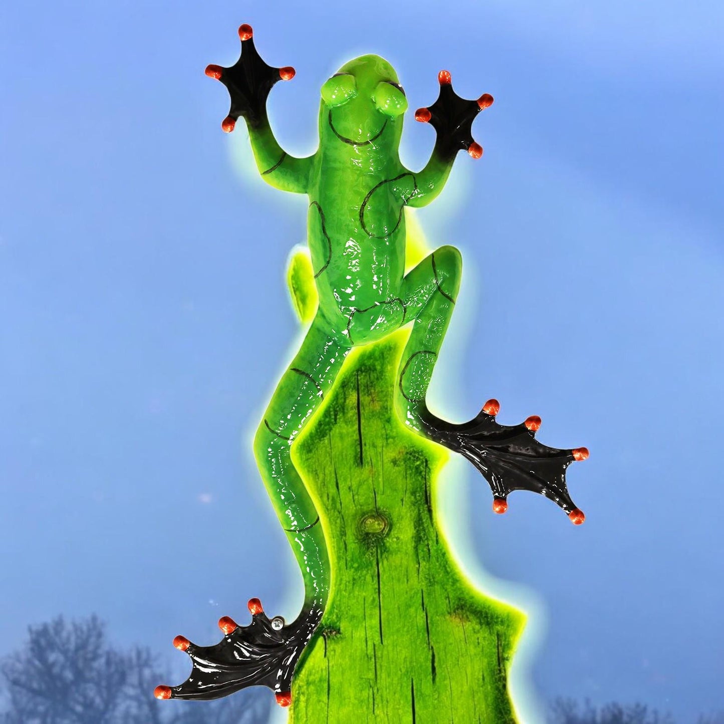 Green Metal Frog Wall Art – 47 x 27 x 5 CM | Hand-Painted 3D Metal Frog Wall Décor