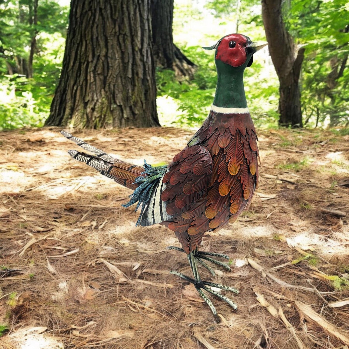Metal Ring-Necked Pheasant β 50 x 15 x 40 CM | Handcrafted Metal Bird Garden Ornament