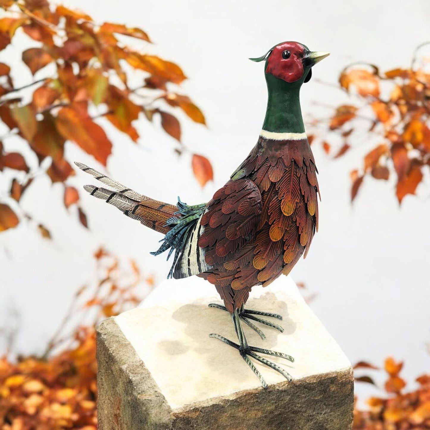 Metal Ring-Necked Pheasant β 50 x 15 x 40 CM | Handcrafted Metal Bird Garden Ornament