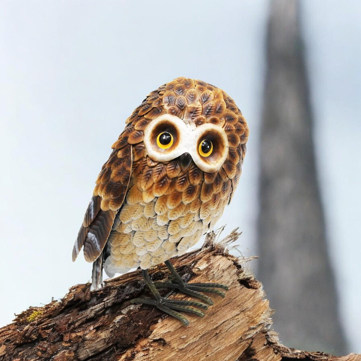 Small Metal Standing Brown Owl β 28 x 20 x 13 CM | Rustic Garden Owl Ornament | Handcrafted