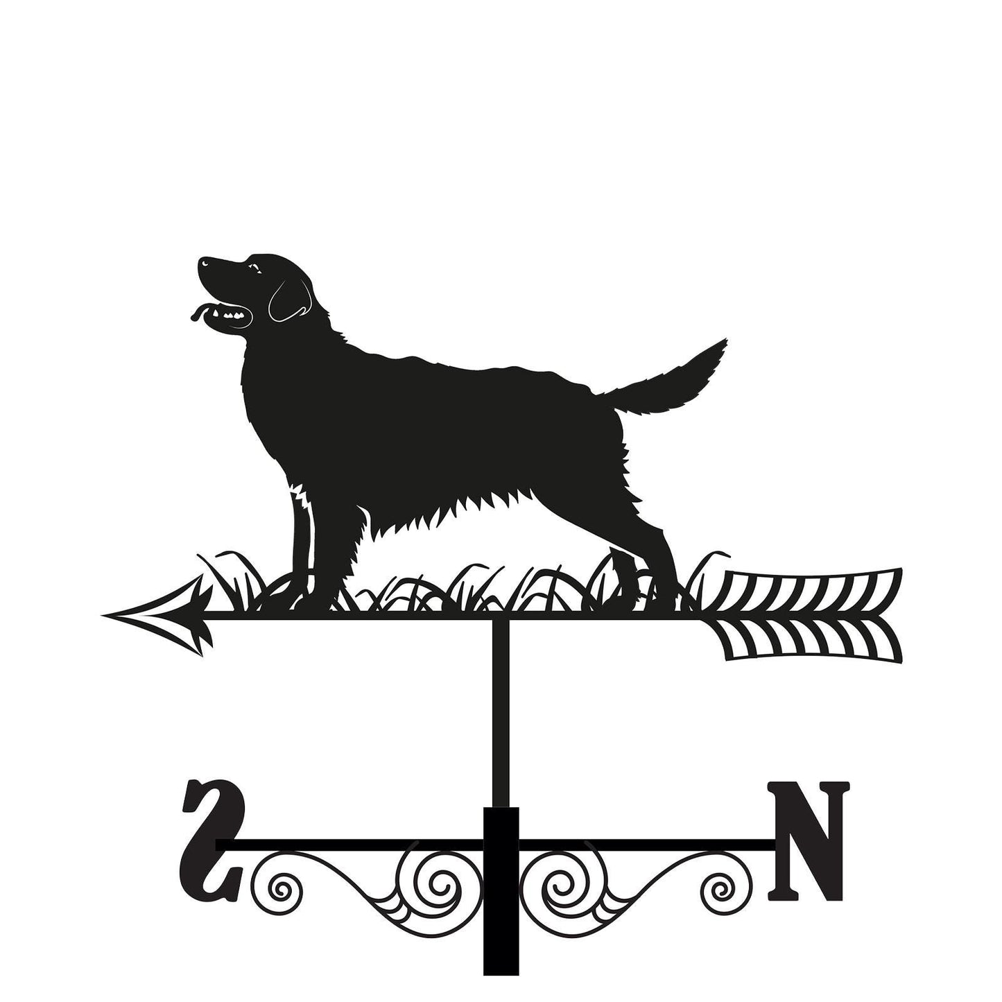 Metal Golden Retriever Silhouette Weathervane, Decorative Dog Wind Vane for Garden, Barn, Roof & Fence