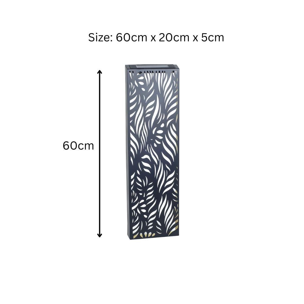 Metal Leaf Solar Wall Panel β 60 x 20 x 5 CM | Elegant Solar-Powered Outdoor Wall Art | Weatherproof Metal Garden Decor