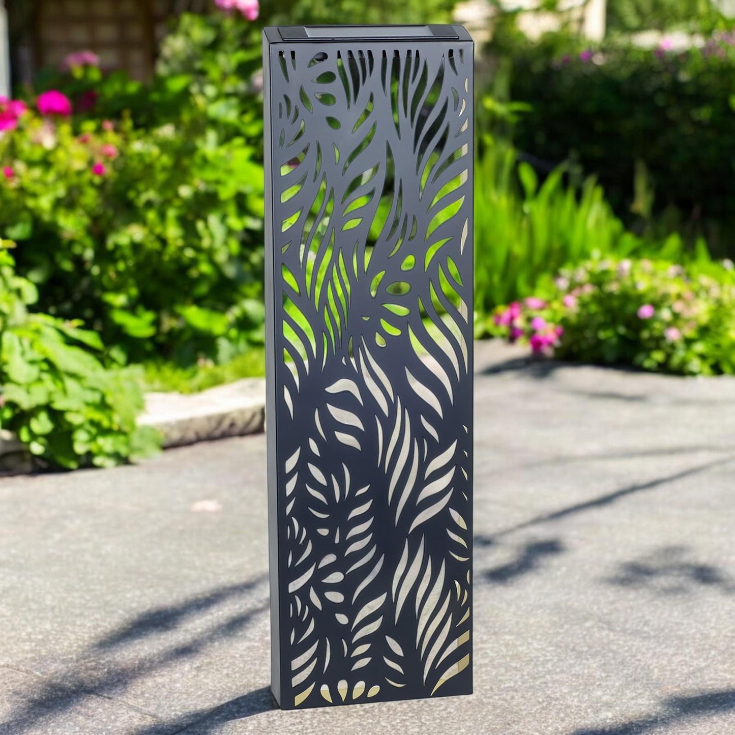 Metal Leaf Solar Wall Panel β 60 x 20 x 5 CM | Elegant Solar-Powered Outdoor Wall Art | Weatherproof Metal Garden Decor
