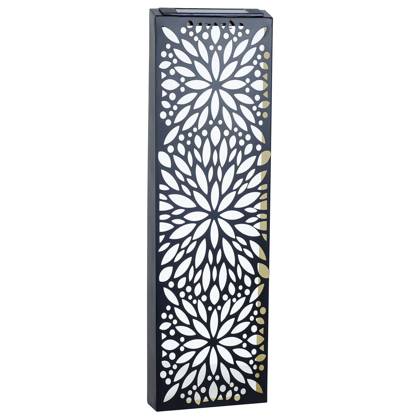 Metal Flower Solar Wall Panel β 60 x 20 x 5 CM | Solar-Powered Outdoor Wall Art | Weatherproof Metal Garden Decor
