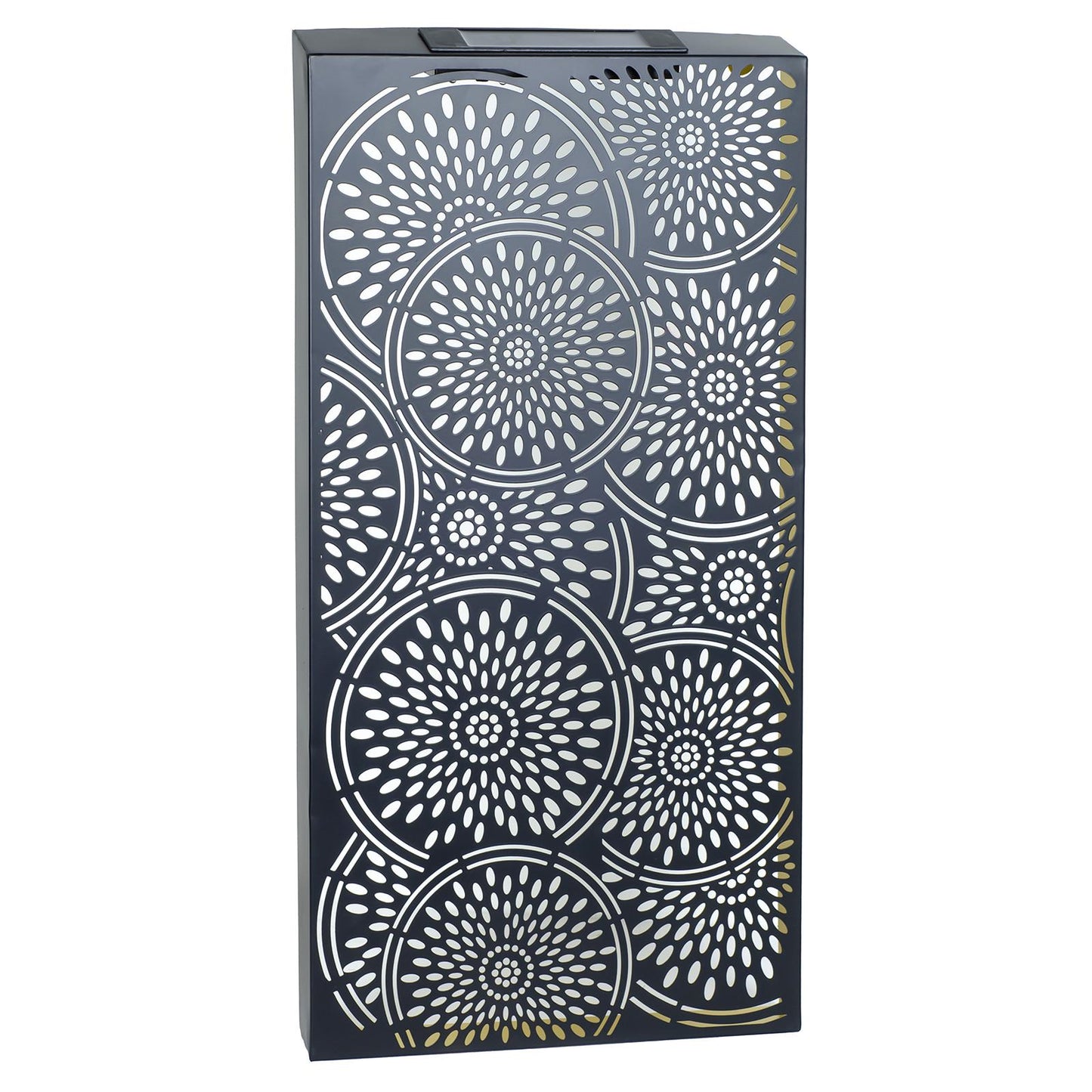 Large Metal Moroccan Solar Wall Panel – 70 x 30 x 5 CM | Solar-Powered Outdoor Wall Art | Weatherproof Decorative Garden Panel