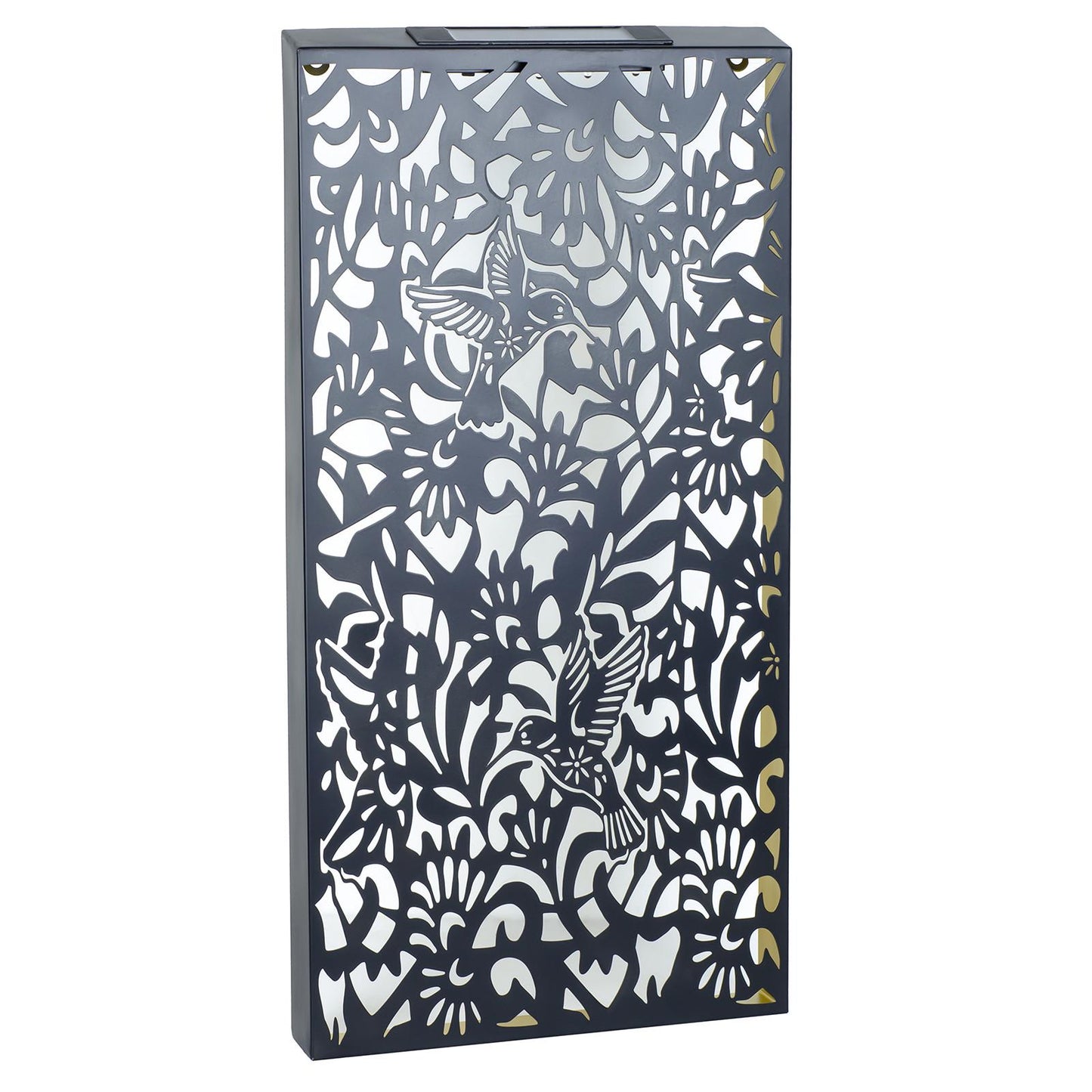 Large Metal Hummingbird Solar Wall Panel – 70 x 30 x 5 CM | Solar-Powered Outdoor Wall Art | Weatherproof LED Garden Panel for Patio