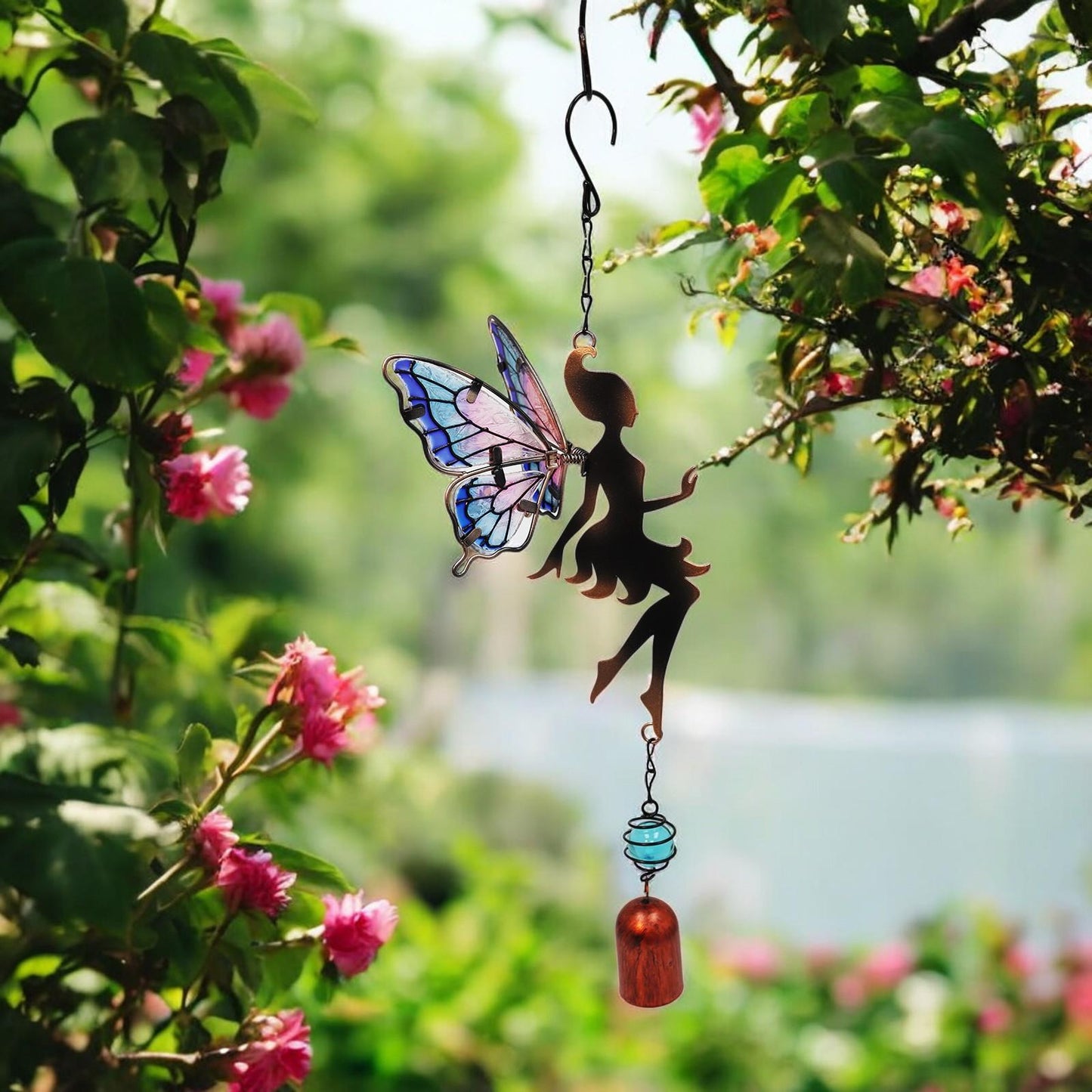 Lilac Hanging Fairy Bell Chime – Enchanting Outdoor Wind Chime for Garden, Patio & Home Décor – Soothing Fairy Bell with Delicate Chimes