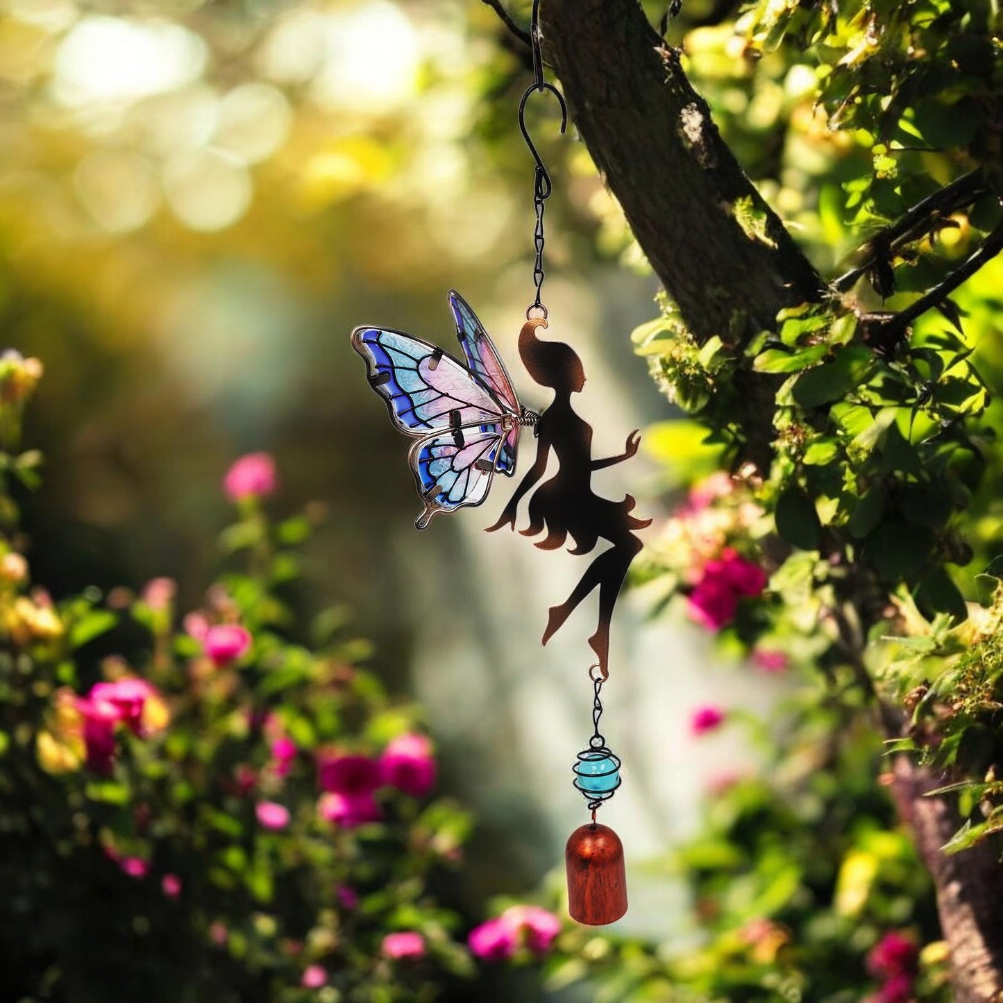 Lilac Hanging Fairy Bell Chime – Enchanting Outdoor Wind Chime for Garden, Patio & Home Décor – Soothing Fairy Bell with Delicate Chimes