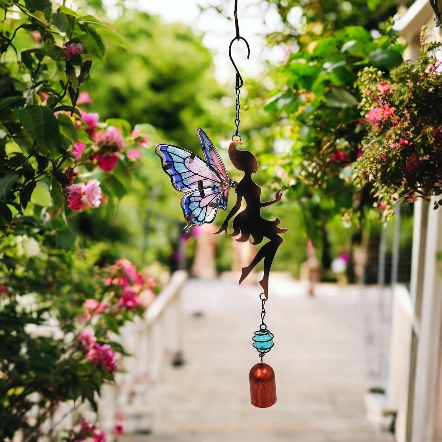 Lilac Hanging Fairy Bell Chime – Enchanting Outdoor Wind Chime for Garden, Patio & Home Décor – Soothing Fairy Bell with Delicate Chimes