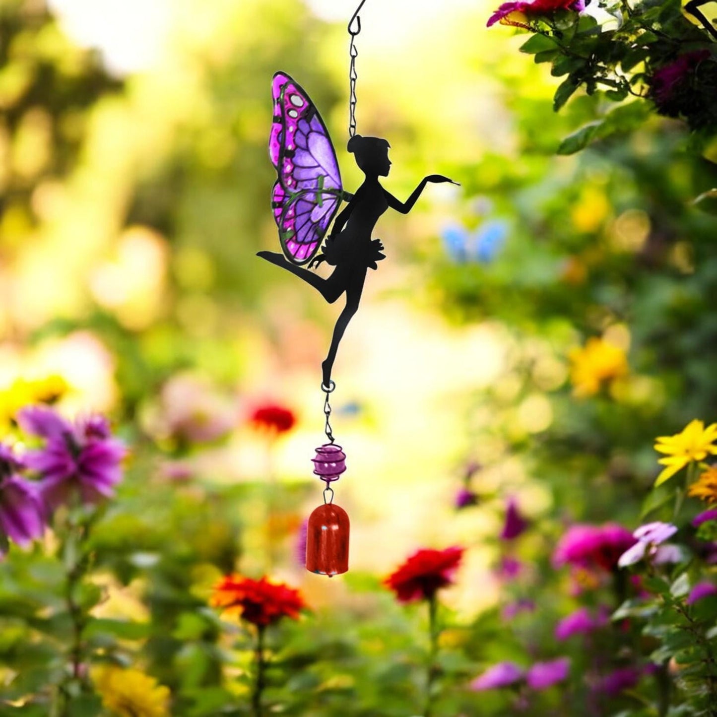 Purple Hanging Fairy Bell Chime – Enchanting Outdoor Wind Chime for Garden, Patio & Home Décor – Soothing Fairy Bell with Delicate Chimes