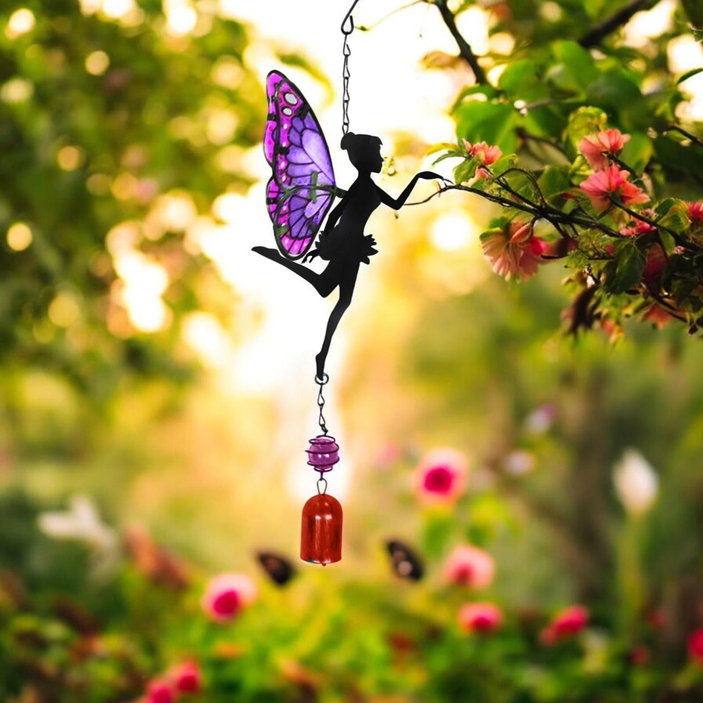 Purple Hanging Fairy Bell Chime – Enchanting Outdoor Wind Chime for Garden, Patio & Home Décor – Soothing Fairy Bell with Delicate Chimes