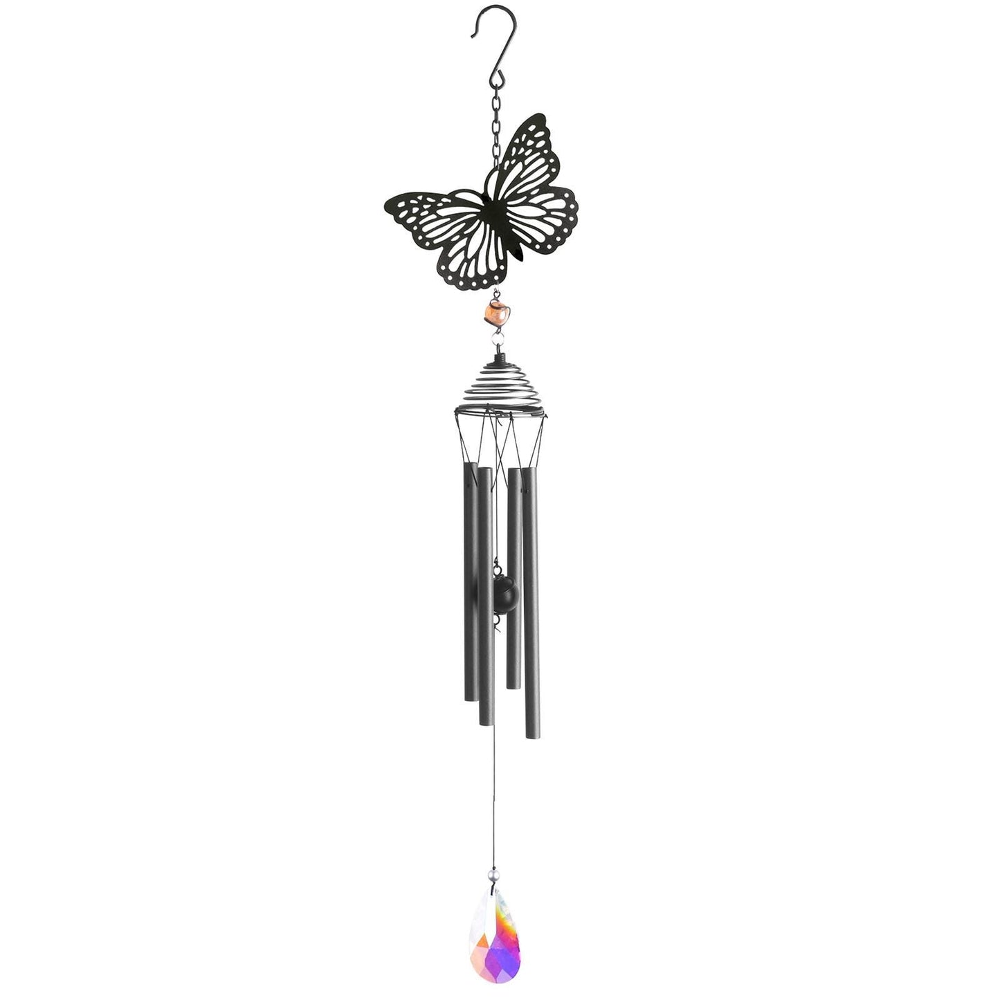 Silhouette Butterfly Wind Chime - Elegant Black Design for Garden Décor