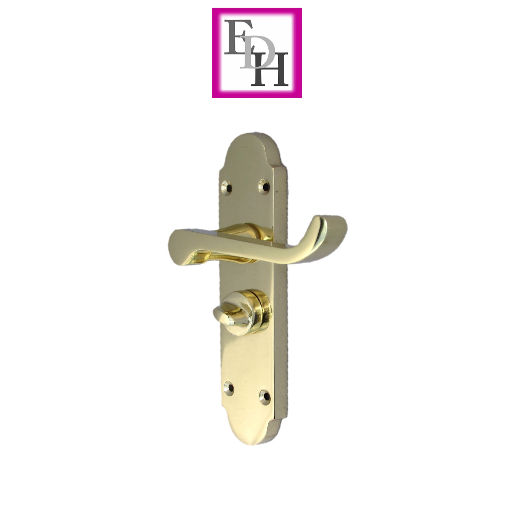 Epsom Victorian Scroll Brass Plated Privacy Bathroom, 2 Pairs