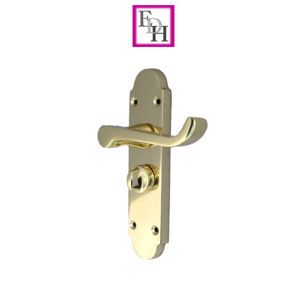 Epsom Victorian Scroll Brass Plated Privacy Bathroom, 2 Pairs