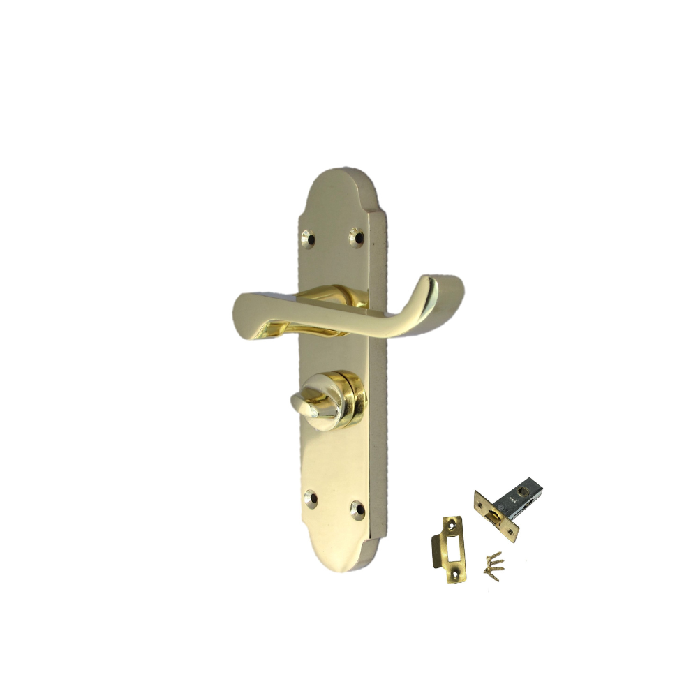 Epsom Victorian Scroll Brass Plated Privacy Bathroom Modern Door Handles 1 Pair