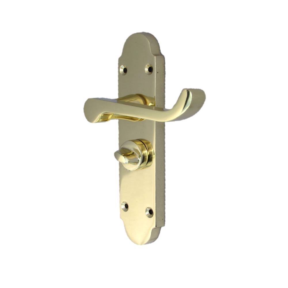Epsom Victorian Scroll Brass Plated Privacy Bathroom Modern Door Handles 1 Pair