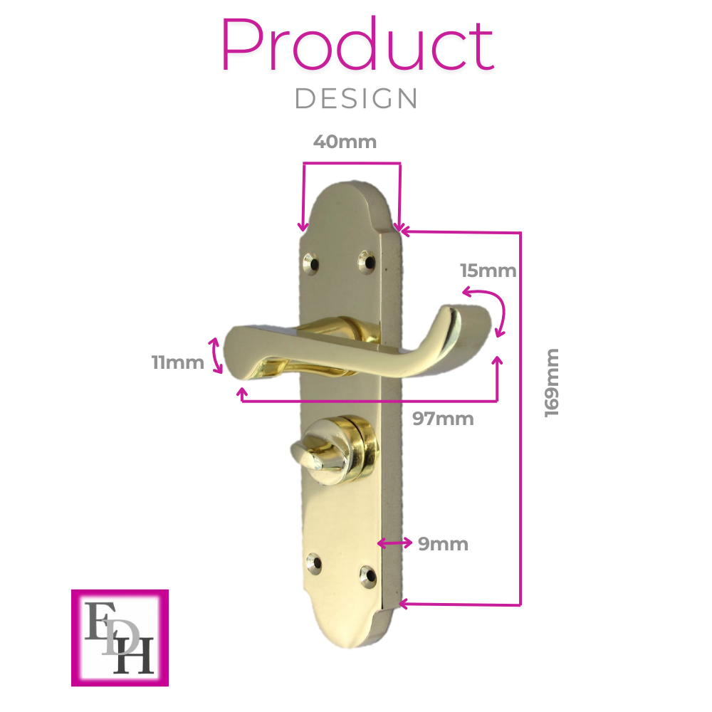 Epsom Victorian Scroll Brass Plated Privacy Bathroom Modern Door Handles 1 Pair