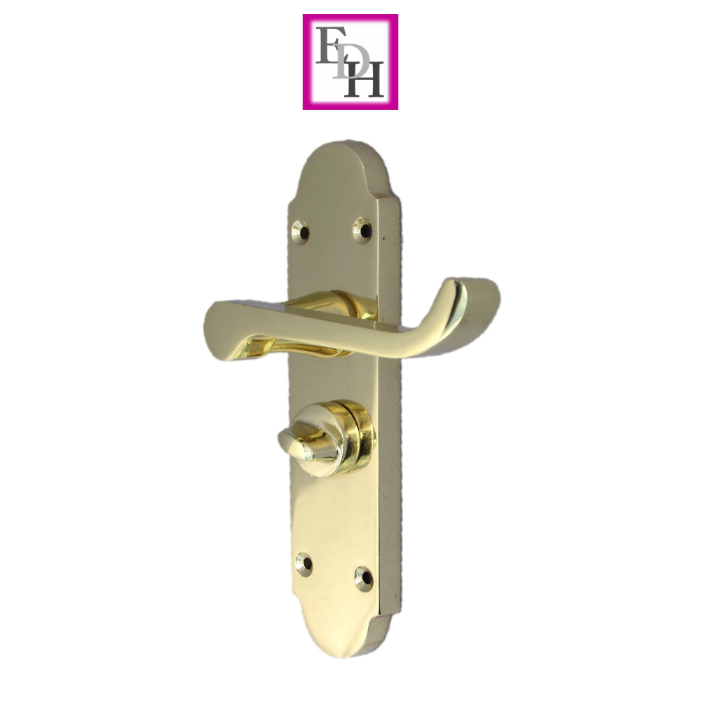 Epsom Victorian Scroll Brass Plated Privacy Bathroom Modern Door Handles 1 Pair