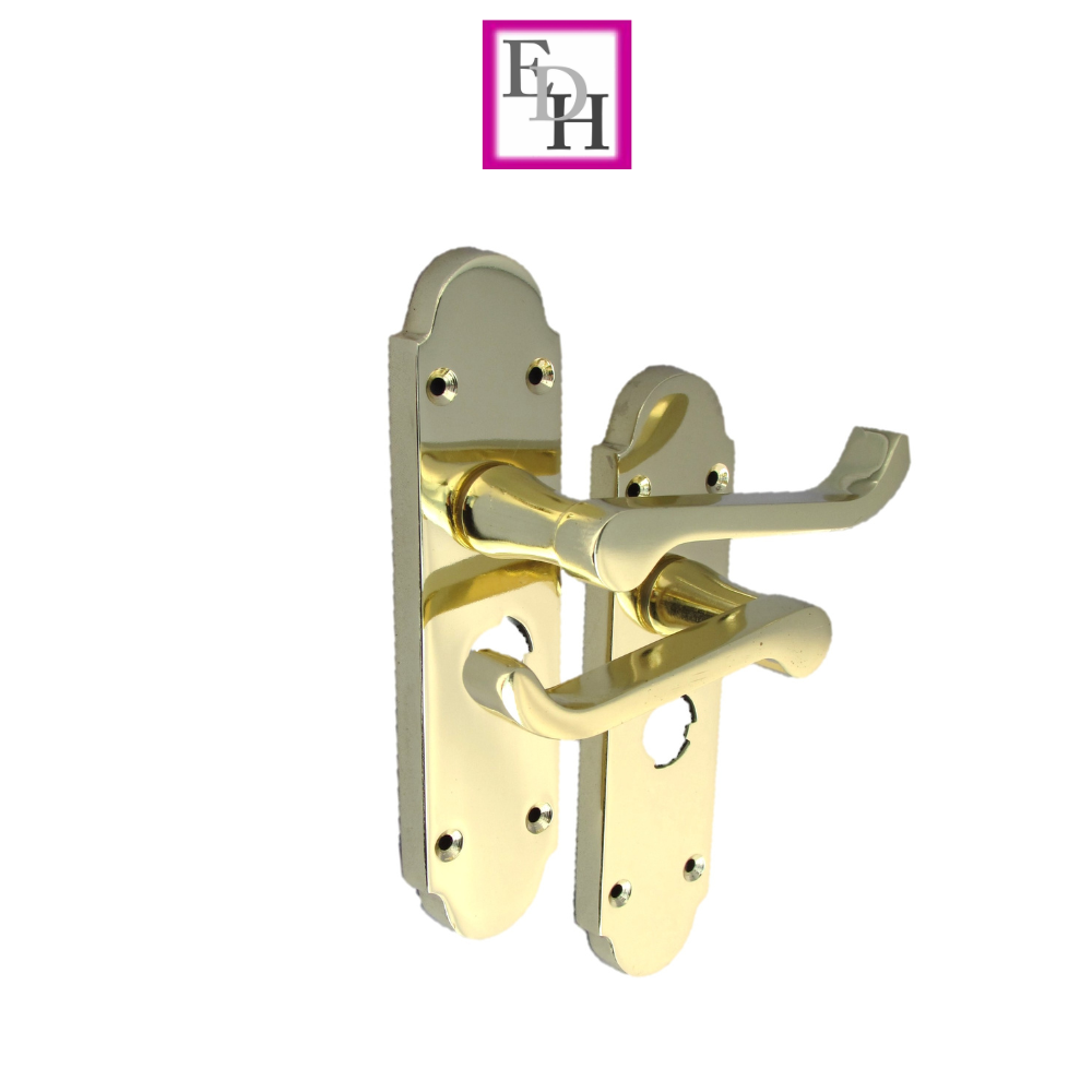 Epsom Victorian Scroll Brass Plated Privacy Bathroom Modern Door Handles 1 Pair