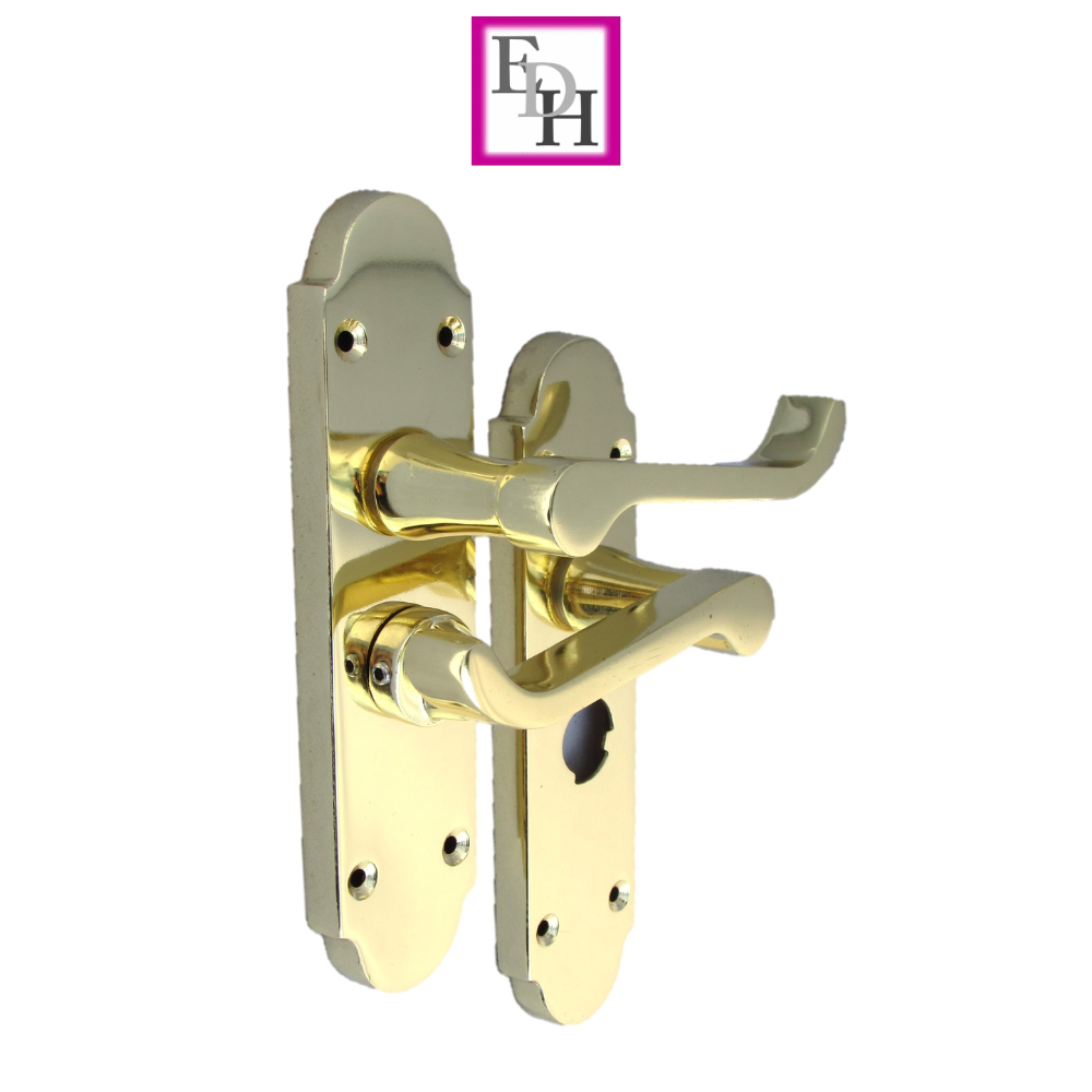 Epsom Victorian Scroll Brass Plated Privacy Bathroom Modern Door Handles 1 Pair