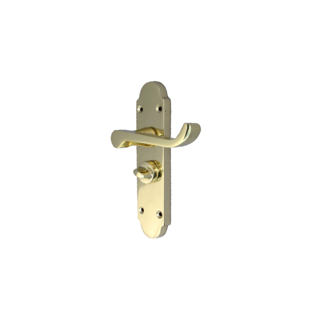 Epsom Victorian Scroll Brass Plated Privacy Bathroom Modern Door Handles 1 Pair