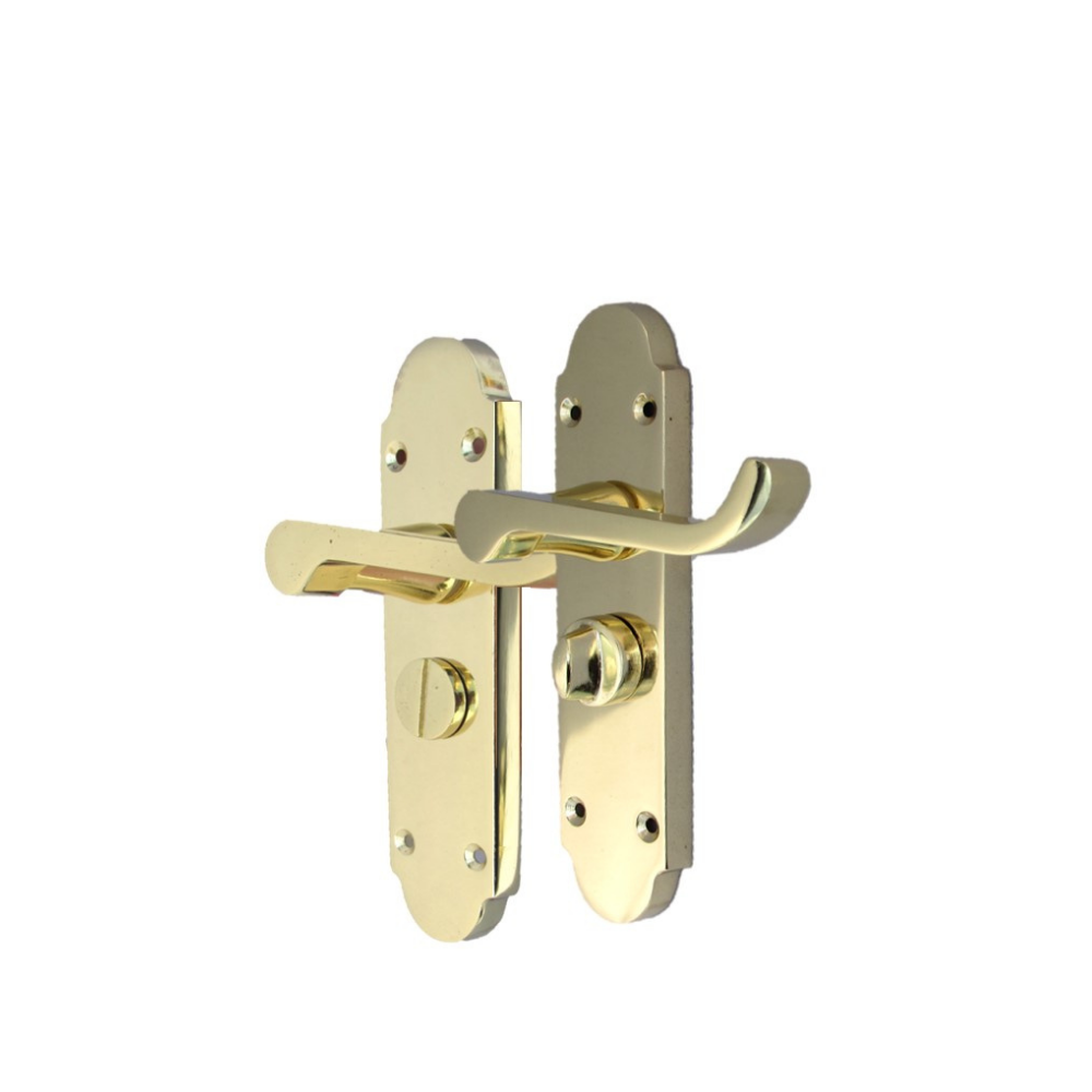 Epsom Victorian Scroll Brass Plated Privacy Bathroom Modern Door Handles 1 Pair