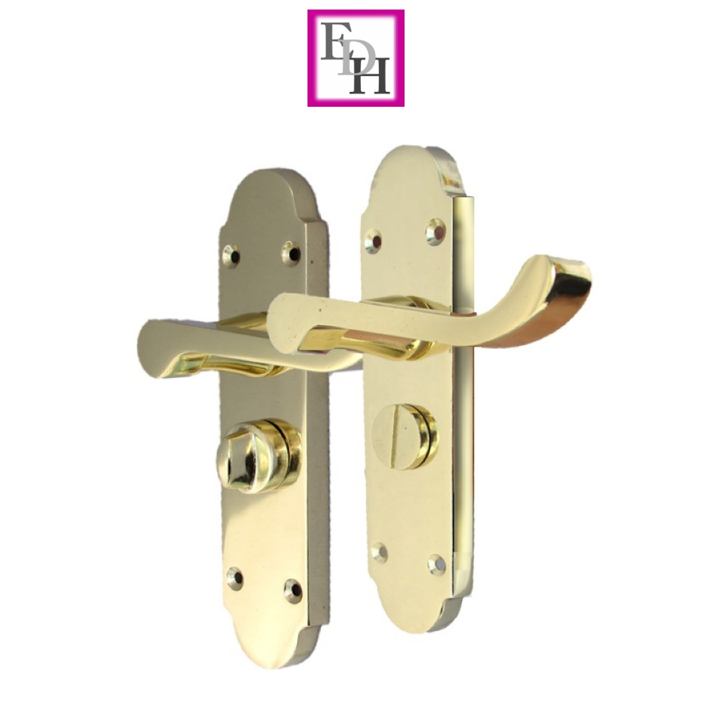 Epsom Victorian Scroll Brass Plated Privacy Bathroom Modern Door Handles 1 Pair