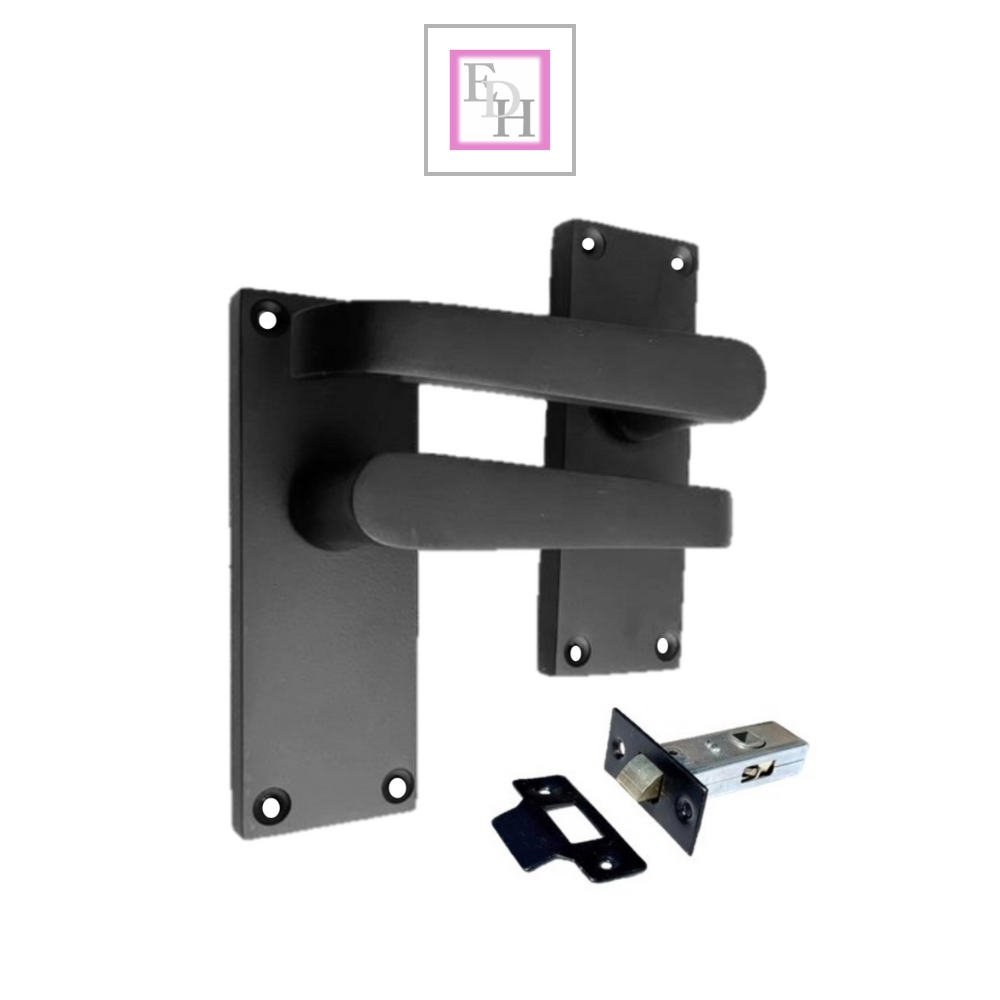 Door Handles Internal & External Victorian Straight Lever Latch Matt Black +