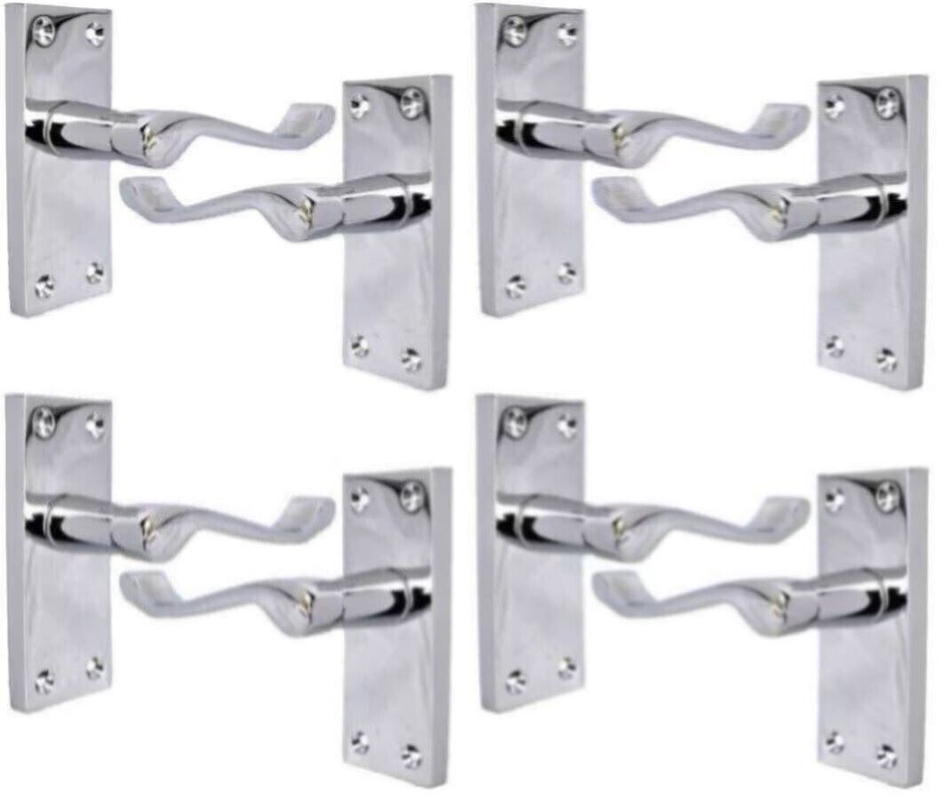 Victorian Scroll Chrome Door Handles - Set of 4 Stylish Chrome Door Handles