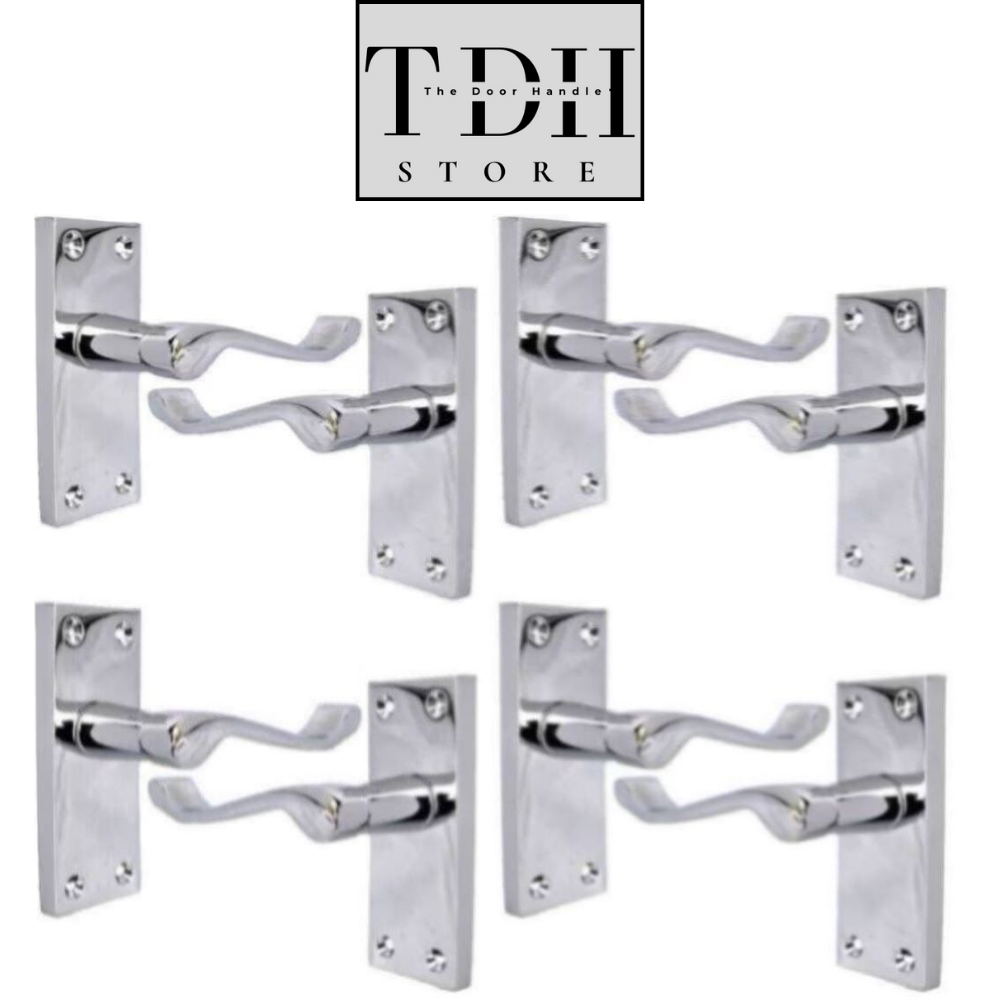 Victorian Scroll Chrome Door Handles - Set of 4 Stylish Chrome Door Handles